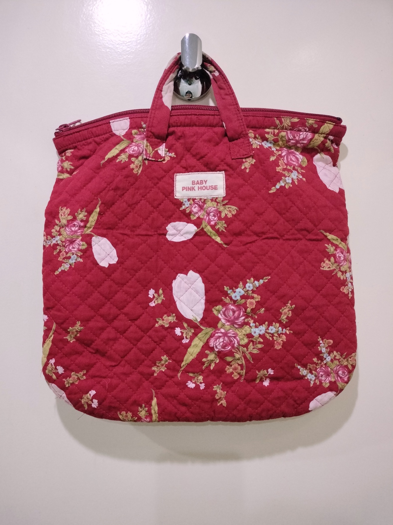 Baby Pink House Flower Bouquet Pattern Handbag