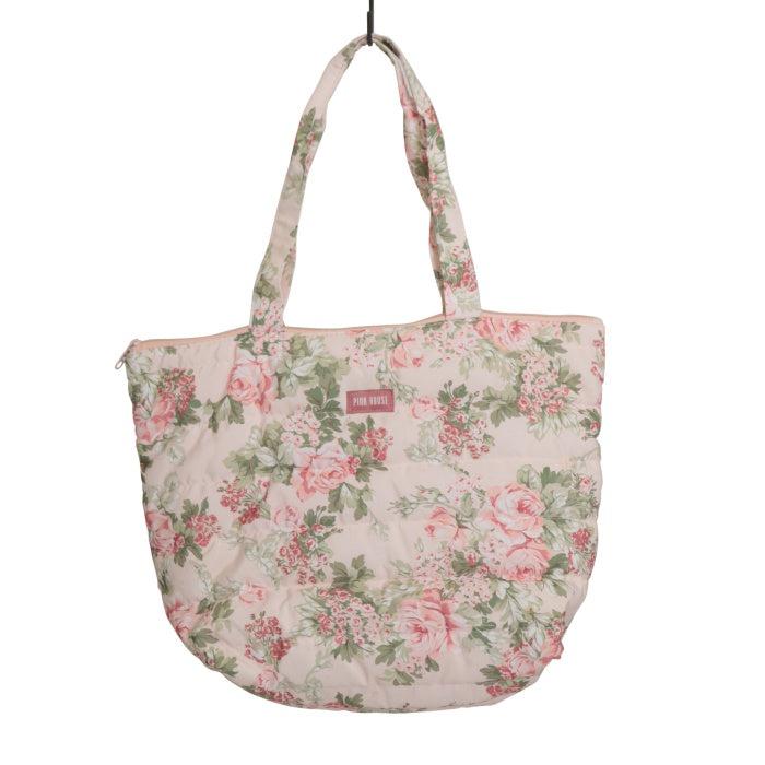 Pink House Rose Pattern Tote Bag