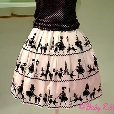 Poodle Flocked Print Skirt