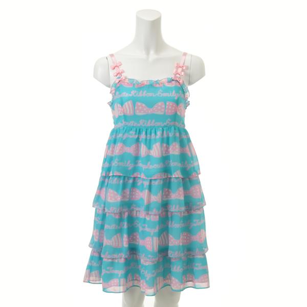 Ribbon & Logo Print Tiered Sleeveless JSK