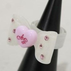 Sparkling Heart Ribbon Link Ring