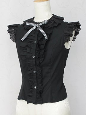 Victorian Maiden Black Lace Collar Blouse