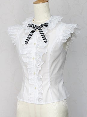 Victorian Maiden Offwhite Lace Collar Blouse